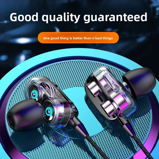 New Style Premium Dual Dynamic Driver Dual Speaker In-Ear Earbuds Binaural Stereo Private Mold Design Silicone/TPE Material