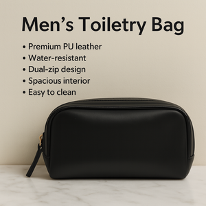 กระเป๋าเครื่องสำอางหนังแท้หรูหราสำหรับผู้ชาย, กระเป๋าเครื่องสำอางใช้ได้ทุกเพศความจุขนาดใหญ่ - Product Image 2