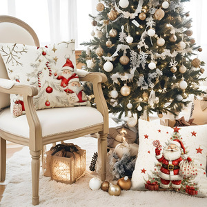 Luxury Linen Santa Snowman Christmas Pillowcase New Festival Decoration for Hotel Use Cartoon <strong>Pattern</strong> <strong>Cushion</strong> Cover Wholesale - Product Image 6