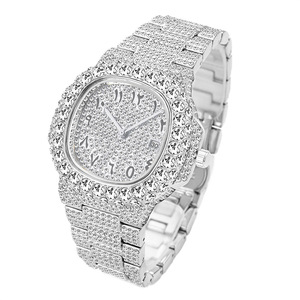 Nouvelle Arrivée Montre de Luxe Carrée Bling Hip Hop Or Sertie de Diamants Quartz Homme Montre-Bracelet Diamantée pour Homme - Product Image 3