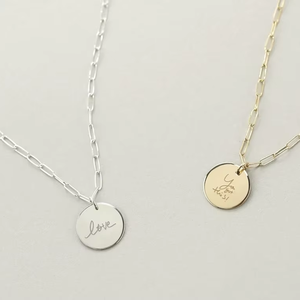 Kalung Jietao Bulat Berukir Tulisan Tangan, Baja Anti Karat 316l, Anti Luntur, Liontin Cakram Tanda Tangan, <span class=keywords><strong>Perhiasan</strong></span> Kenangan - Product Image 1