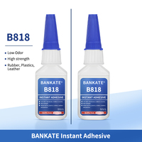 Adhésif instantané Bankate B818 à faible odeur et faible épaississement - Viscosité moyenne, haute résistance pour métal, plastique, cuir, bijoux 2x20g