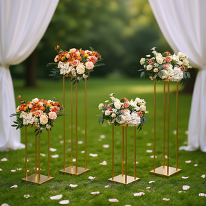 Jarrón de Columna de Metal Dorado de 23.6 Pulgadas de Alto, Soporte Geométrico para Exhibición Floral, Soporte Decorativo para Bodas y Eventos, Centro de Mesa - Product Image 2