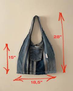กระเป๋าเดนิมวินเทจสั่งทำพิเศษ ขนาดใหญ่ ทรงโท้ท ขอบรุ่ย - Product Image 3