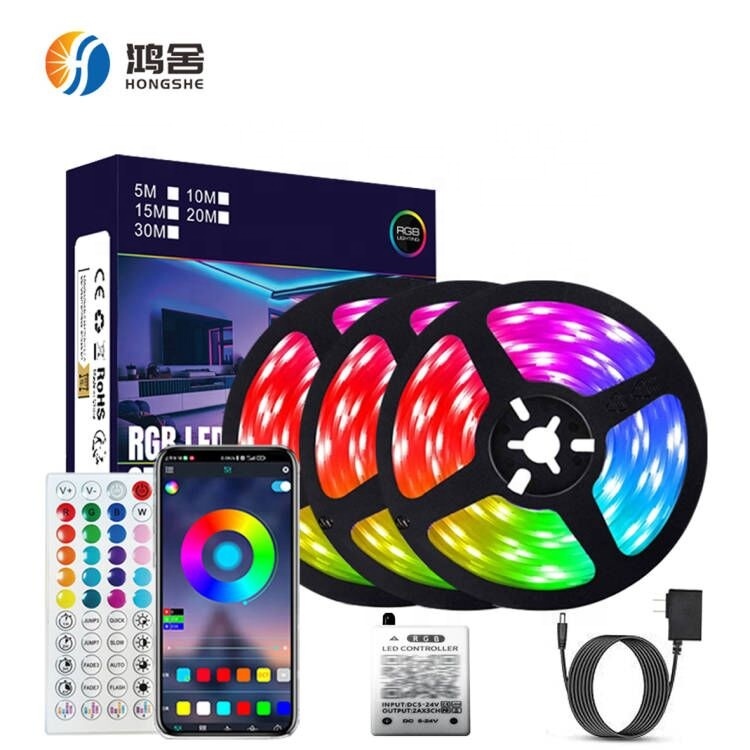33FT 50FT 66FT 100FT Smart LED Strip Lights Music Syn Long Light Span RGB Color Changing for Bedroom Room DIY APP Remote