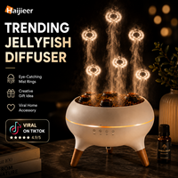 HYGEA 2026 Nouveau Humidificateur Ultrasonique Télécommandé, Diffuseur à Effet Flamme 3D, Son Dynamique, Minuterie, Brume de Méduse, Essentiel