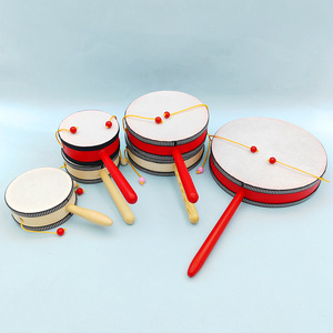 Wholesale 4/6/8 Inch Wooden Rattle Drum Wooden Hand Drum <b>Musical</b> <b>Instrument</b> Toy Orff Percussion <b>Instrument</b> Toy for Kids Playing - Product Image 2