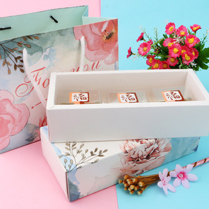 Hàng hóa nướng Hộp Quà Tặng thiết lập 3 miếng 50g Bìa MOONCAKE Macaron Biscuit Tây tráng miệng Nougat rãnh hộp - Product Image 1