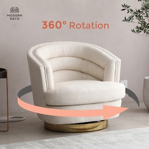 Fauteuil pivotant en velours bouclé, confortable et moelleux, pour se détendre - Product Image 2