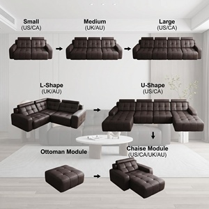 Sofá Cama Seccional Eléctrico Moderno, Juego de Tres Plazas en Cuero Genuino, Patas de Acero Inoxidable, para Uso Comercial/Apartamento/Villa - Product Image 6