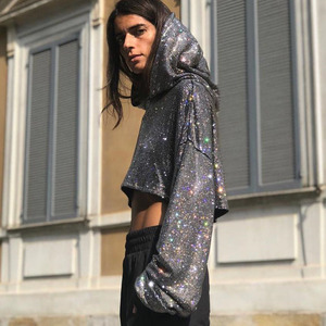 Hoodies personnalisés pour femmes mode brillant lâche tops pull streetwear sweats capuches - Product Image 2