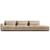 Langlebiges Echtleder-Sektionalsofa-Set Bürogebäude L-U-förmiges Sofa Holzrahmen Hotel Modulare Wohnmöbel
