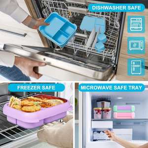 Cheap Cute Heatable Kids <b>Lunch</b> <b>Box</b> with 2 Water Bottles 2 <b>Compartments</b> Leakproof for School & Kindergarten Children - Product Image 4