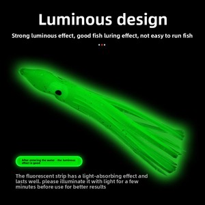 Lot de 5 leurres de pêche au calamar bioniques miniatures lumineux en caoutchouc multi-tentacules, 20 couleurs, pour la pêche en mer, vente en gros - Product Image 2