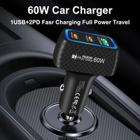 Pengisi Daya Mobil Cepat 3-Port 60W PD 3.0 & QC3.0 Tren 2026 dengan Proteksi OTP/OCP untuk Ponsel & Earphone