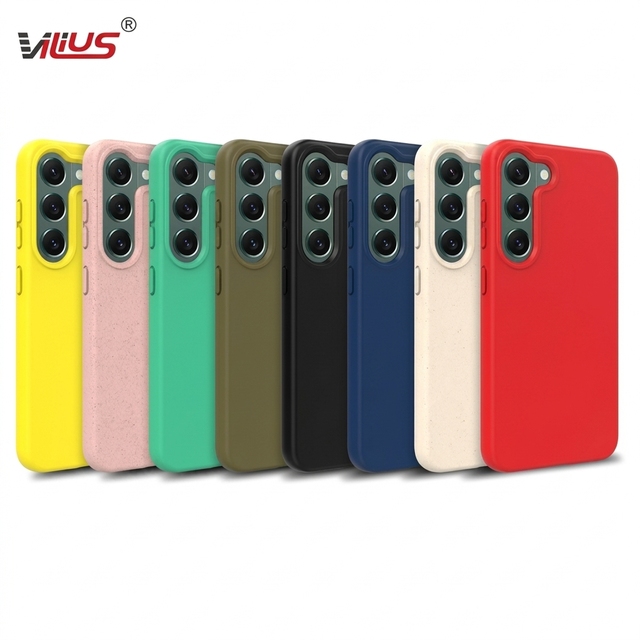Wholesale Eco-friendly Wheat Straw Matte Phone Case for Samsung S24S23S22 Ultra Plus Shockproof Full Lens Protection Soft Cover
