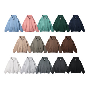 Sweat à capuche en molleton à double fermeture éclair-Intérieur confortable épais de 350GSM, design unisexe surdimensionné, collection d'automne Poids lourd et confortable - Product Image 6