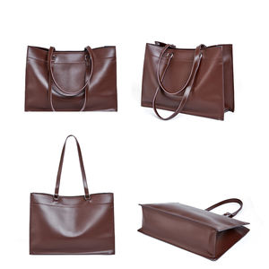 <span class=keywords><strong>Sac</strong></span> Fourre-Tout Cuir Véritable Femme Grande Capacité Bureau École Shopping Bandoulière Fermeture Éclair Robuste Quotidien - Product Image 3