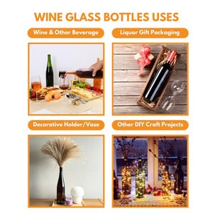 Bouteilles en plastique PET transparentes classiques de 750 ml (25 oz) en forme de bouteille de vin, grande capacité, écologiques, à col long pour whisky, vides, avec impression sérigraphique - Product Image 6