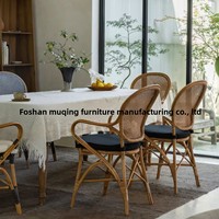 Fauteuil individuel en rotin naturel tressé avec accoudoirs, mobilier de maison, chaise de salle à manger décontractée style Wabi-Sabi pour salon
