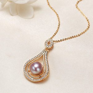 Collar de Oro Estilo Étnico al por Mayor con Colgante de Perla de Agua Dulce, Suministros para Puestos de Niñas, Colgantes y Dijes de Diamantes, Joyería de Zhuji - Product Image 3