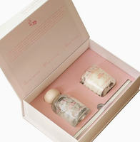Boîte cadeau personnalisée haut de gamme avec couvercle rabattable, diffuseur de parfum en verre gaufré dentelle française, bougie parfumée pour cadeau de mariage ou de demoiselle d'honneur