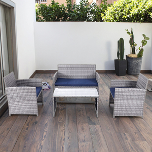 Modern Outdoor Garden Furniture Set Patio Set Wicker 4 Pieces Rattan Chair <strong>Coffee</strong> <strong>Table</strong> Set - Product Image 1