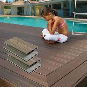 FOJU WPC 3D Deep Gaufré Bois Plastique Platelage Plancher Double Surface Plancher Extérieur Jardin Aménagement Paysager Composite Decking