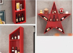 Casier à vin en fer créatif étoile à cinq branches rétro des années 80 Étagère murale décorative écologique Armoire à vin blanche - Product Image 6