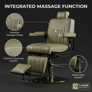 Sillón de Barbería Profesional Reclinable con Masaje en el Respaldo, Elevación Hidráulica, Reposapiés Ajustable, Diseño Moderno y Personalizable de Fábrica - Product Image 1