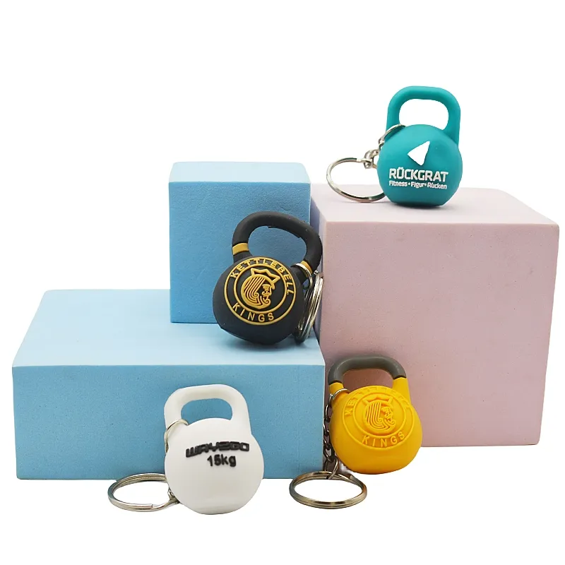 Wsnbwye พวงกุญแจ kettlebell กับฟิตเนสยิมกีฬากุญแจของขวัญอะนิเมะ F45ยางแบบทำมือพวงกุญแจ kettlebell