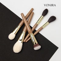 Vonira Kit Kuas Rias Wajah Emas 24K Mewah Kecantikan Set Grosir OEM ODM Kit Kuas Rias Kosmetik Label Pribadi Logo Kustom