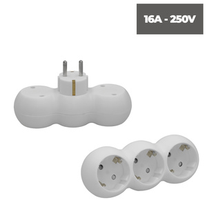 Adattatore triplo Schuko dritto 16A. 250V. - Product Image 5