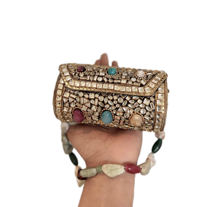 Bolso de Mano de Lujo 2026, Hecho a Mano, Chapado, Imitación de Piedra Antigua, Adornado con Metal, para Mujer, Elegante, para Fiesta o Boda, ARTWORK - Product Image 1