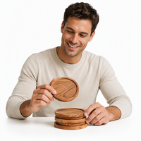 Ensemble de sous-verres carrés en bois écologiques faits à la main pour restaurants et usage domestique, épaisseur personnalisée durable de 3 mm