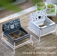 Distributeur de nourriture intelligent pour animaux de compagnie YACHIPET, capteurs infrarouges RFID, batterie rechargeable, hauteur réglable, écran LCD, capacité de 280 ml/650 ml