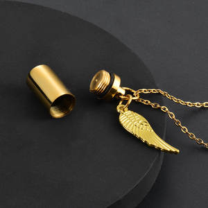 Collier urne commémorative en acier inoxydable 316L plaqué or 14k 18k PVD, bijoux funéraires pour cendres - Product Image 2