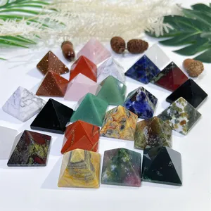 Small Size Crystal Crafts Natural Stone Carving Product Healing Crazy Agate 3cm Mixed Pyramid Decoration For Sale