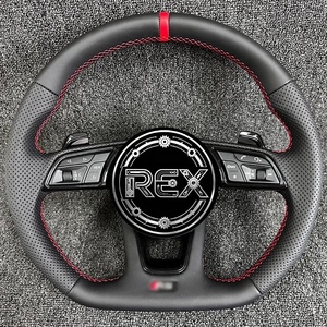 พวงมาลัยทรงสปอร์ตแบบดัดแปลง หนัง Nappa แท้ เย็บลายเพชรแดง พร้อม Paddle Shifter สำหรับรถยนต์ Audi A/<span class=keywords><strong>Q</strong></span>/S/<span class=keywords><strong>RS</strong></span> Series - Product Image 1
