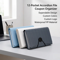 Porte-documents extensible portable Weishu en PP, classeur accordéon à 12 poches avec cordon pour cartes, coupons et reçus A6