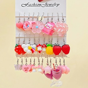 Juego de Pendientes Colgantes de Frutas, Resina, Cereza, Fresa, Plátano, Pendientes de Dibujos Animados a la Moda para Mujeres y Niñas - Product Image 3