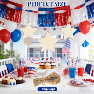 Piezas decorativas colgantes de madera para el Día de la Independencia Americana, decoraciones para fiestas en casa, adornos colgantes de madera con forma de estrella de cinco puntas - Product Image 4