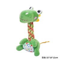 Jouet en peluche pour chien, motif dinosaure, girafe, âne, avec couineur intégré, corde tressée, jouet à mâcher pour les dents, durable pour les chiots