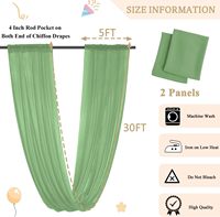 MODFUNS Rideaux de plafond pour arche de mariage en mousseline vert sauge, 2 panneaux, 5x30 pieds, voilages fabriqués en Chine