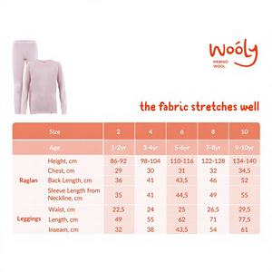 Conjunto de ropa interior térmica para niños Wooly Soft Merino Wool Pink Ages 2-10yo - Product Image 1