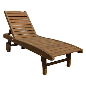 100% rắn gỗ ngoài trời giải trí vườn bằng gỗ Sun Lounger thời trang Sun loungers ngoài trời với bánh xe