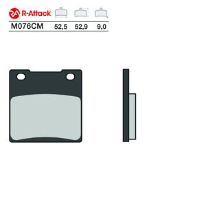 Plaquettes de frein moto R-Attack M076CM 52.5x52.9x9.0mm Carbone Céramique Avant Arrière Homologuées R90 - Product Image 1