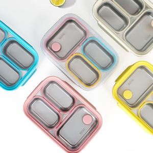 316L Stainless Steel BPA Free Food Grade PP Lid Sealed Three-Compartment <b>Lunch</b> <b>Box</b> Microwavable Dishwasher Safe Work Outdoor - Product Image 2