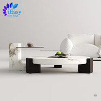 Ensemble de 2 pièces de meubles d'hôtel de luxe dernier cri d'usine en Chine table basse ronde blanche avec dessus en marbre table à thé moderne pour le salon iEasy
