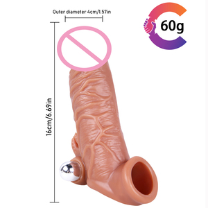 Reusable Silicone Magic Vibration Sleeve <strong>Long</strong> <strong>Lasting</strong> Crystal Penis Extension <strong>Condom</strong> for Sex Products SKIN Color - Product Image 2